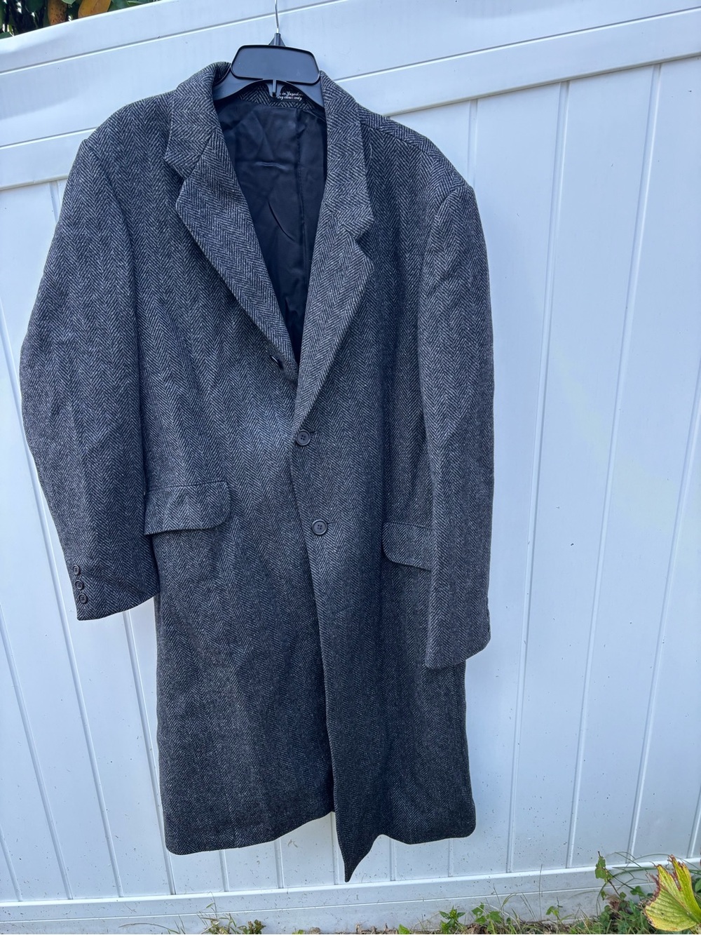 Vintage Christian Aujard  Charcoal Herringbone Pea Coat - Classic 100% Wool